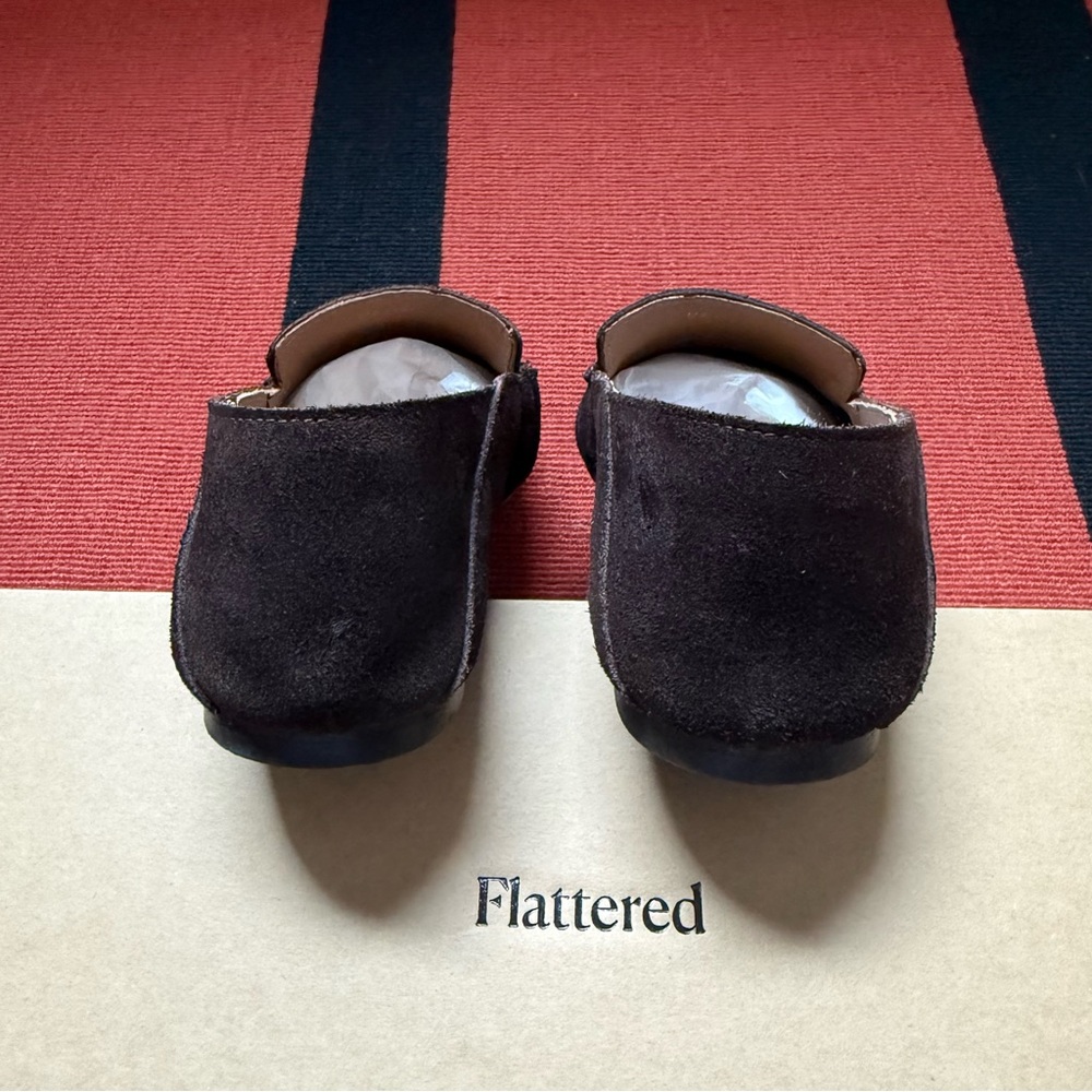 Flattered Bon Bon Loafers Chocolate Brown Suede Size 38 - Picture 6 of 11
